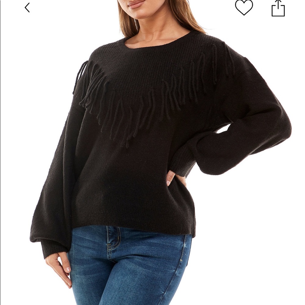 Fringe front crew sweater